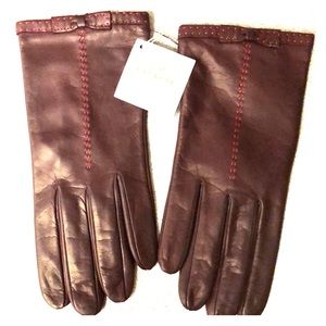 Coach Burgundy Leather Gloves